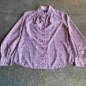 Pendleton Southwest Aztec Purple Blouse Womens 4 Petite Lavender Button Up Shirt